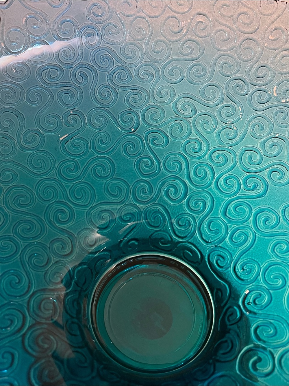 Blue/Green Glass Pedestal Bowl - Decorative Home Art made in Spain - Picture 9 of 12